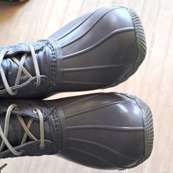 Sperry Saltwater Nylon Duck Boots Gray Quilted Water Resistant Snow Rain - Picture 4 of 11